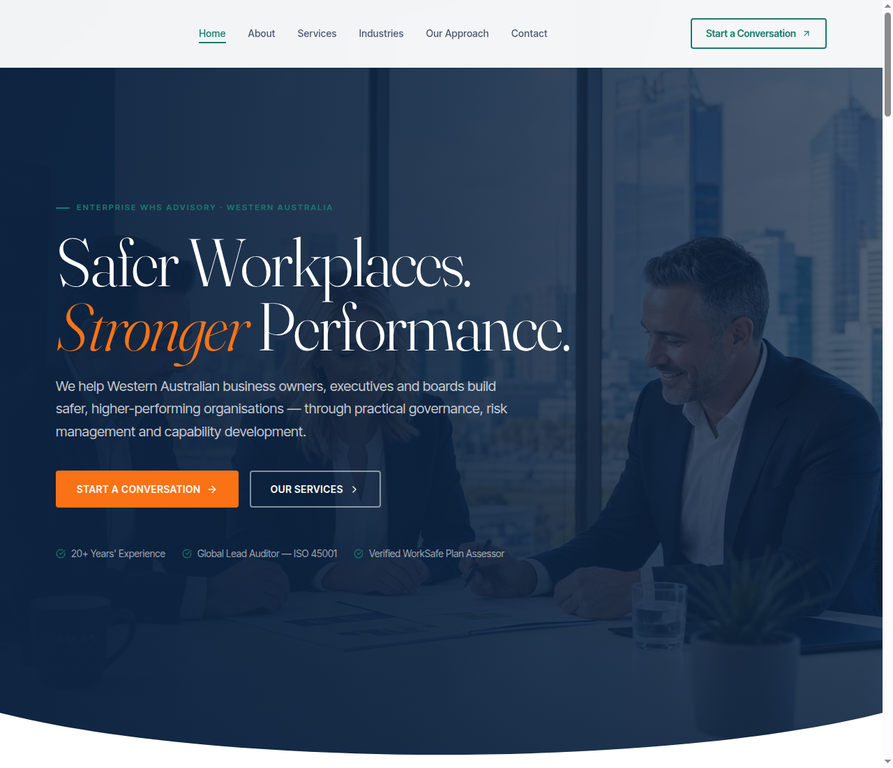 Public homepage screenshot for WEST Health and Safety.